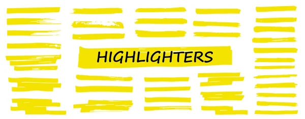 Highlighter collection. Marker yellow set — Stock Vector