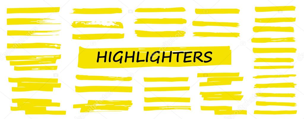 Highlighter collection. Marker yellow set