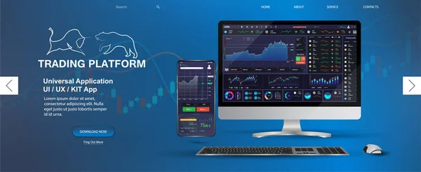 取引プラットフォームウェブページテンプレート — ストックベクタ