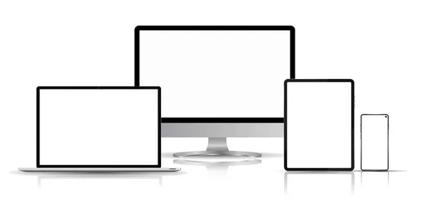 현실적 인 컴퓨터, 노트북, 스마트폰. 흉내 내기 — 스톡 벡터