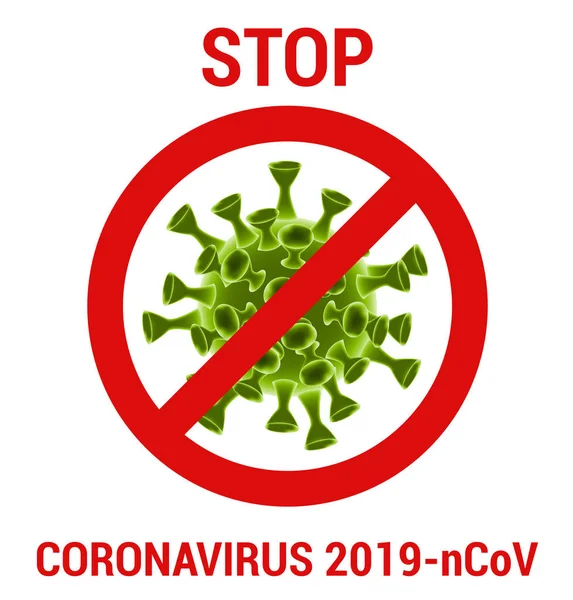 MERS-Cov. Coronavirus 2019-nCoV (em inglês). Parem! — Vetor de Stock