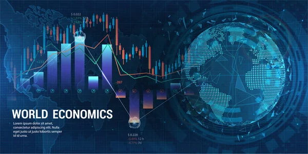 3D Earth Globe con gráficos y gráficos — Vector de stock