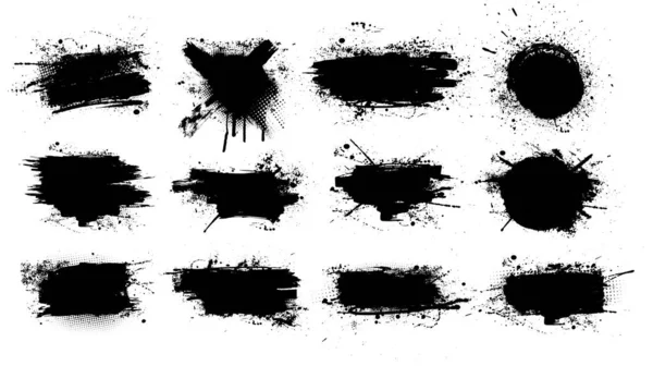 Paint brush stains, ink splashes, strokes — Stock vektor