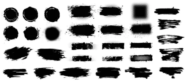 Set of thick brush strokes — Stock Vector