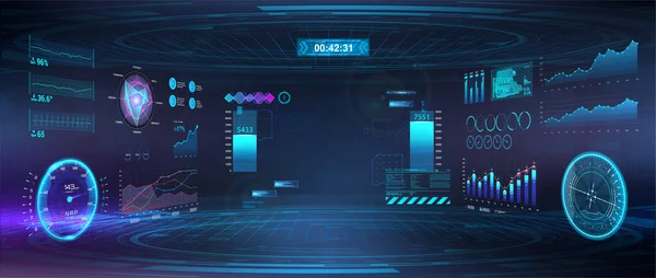 Cyberspace Virtual reality in HUD, GUI style — 스톡 벡터