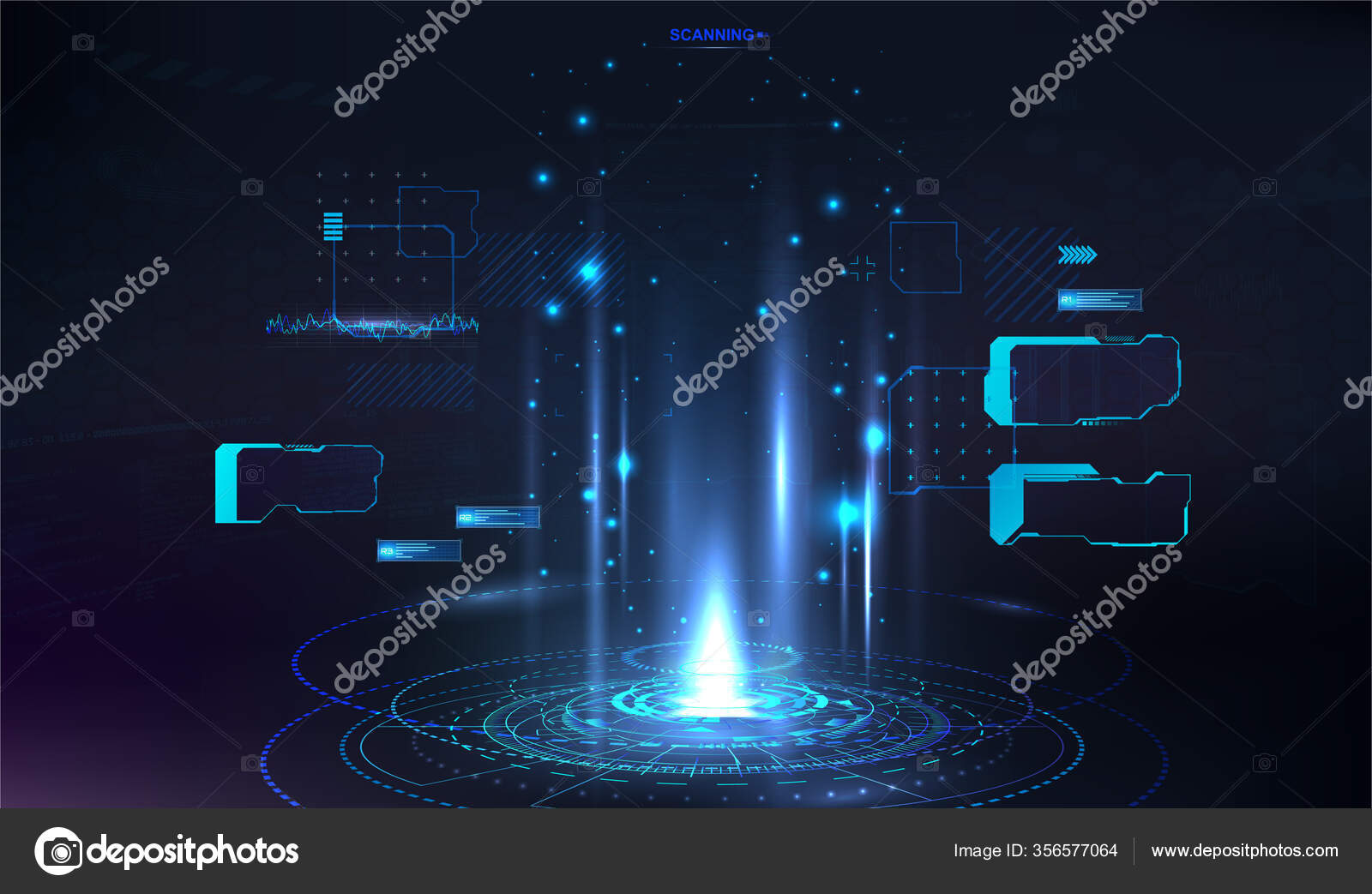Smartphone and hologram projector 3d mockup Vector Image