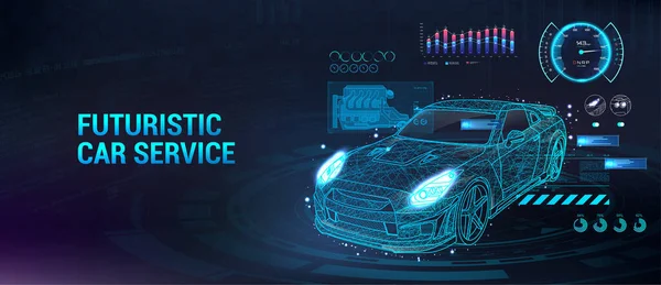 Futuro de serviço de carro com interface HUD — Vetor de Stock