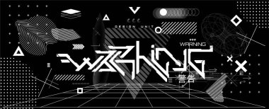 Dijital soyut şekiller. Siberpunk VR elemanları