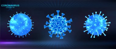 Mavi 3D Coronavirus mikrobu
