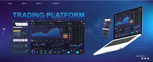Kereskedelmi platform UI műszerfal kialakítása — Stock Vector