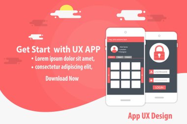 Mobile App Ux tasarım şablonu kavramı