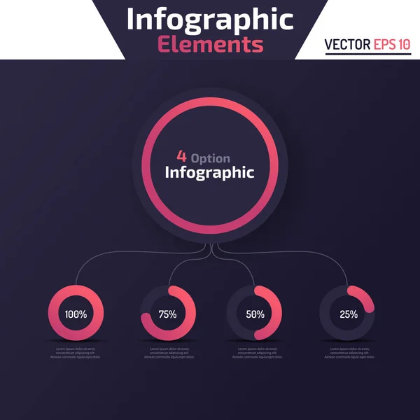 4 seçenek Infographic öğe kavramı şablonu