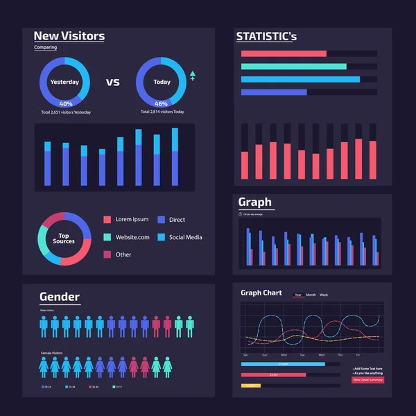 Infographie Web Analyse Élément Conception — Image vectorielle