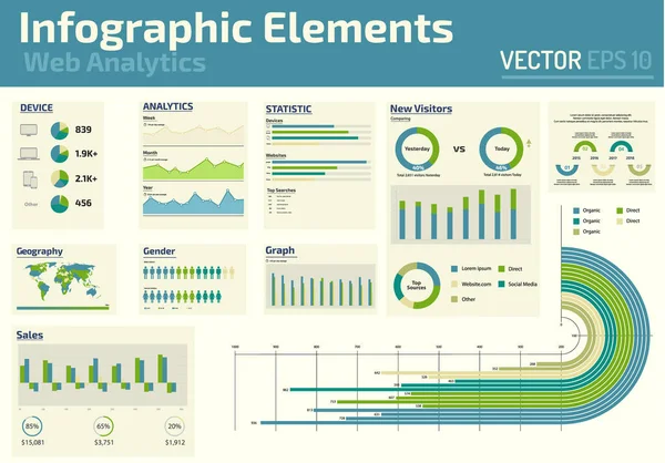Infographic öğeleri web analytics tasarım şablonu