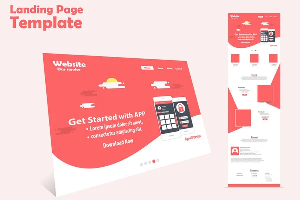 Website Landing Page Vektor Template Design — Stockvektor