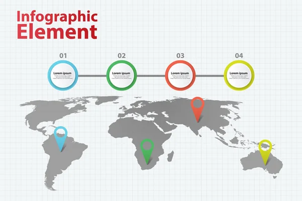图表元素世界地图图表与4不同的选择 — 图库矢量图片