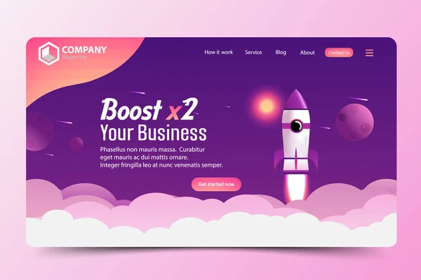 Boost Business Website Landing Page Vector Template Design Concept — Stock Vector