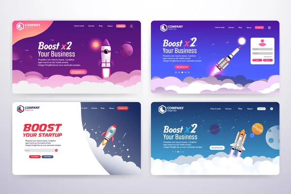 Kolekce Boost Business Web Landing Page Vector Template Design Concept — Stockový vektor