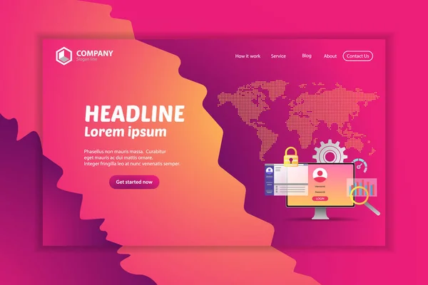 Web Ranking Landing Page Vector Template Design Banner Concept — Stockový vektor