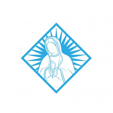 Our Lady vektör Logo resimler şablon anahat. Our Lady Lourdes, mübarek Mary Logo vektör tasarım şablonu.