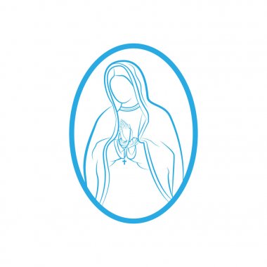 Our Lady vektör Logo resimler şablon anahat. Our Lady Lourdes, mübarek Mary Logo vektör tasarım şablonu.