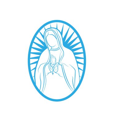 Our Lady vektör Logo resimler şablon anahat. Our Lady Lourdes, mübarek Mary Logo vektör tasarım şablonu.