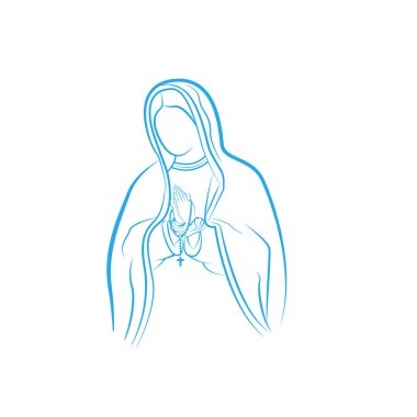 Our Lady vektör Logo resimler şablon anahat. Our Lady Lourdes, mübarek Mary Logo vektör tasarım şablonu.
