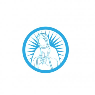 Our Lady vektör Logo resimler şablon anahat. Our Lady Lourdes, mübarek Mary Logo vektör tasarım şablonu.