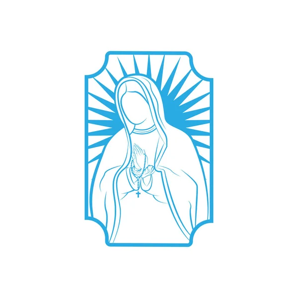 Matka Boża Wektor Logo Ilustracje Zarys Szablonu Matka Boża Lourdes — Wektor stockowy