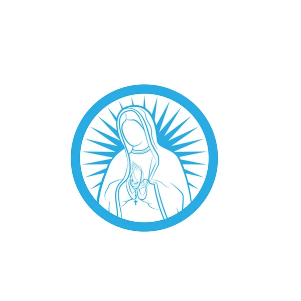 Our Lady Vector Logo Illustrations Outline Template Our Lady Lourdes — Stock Vector