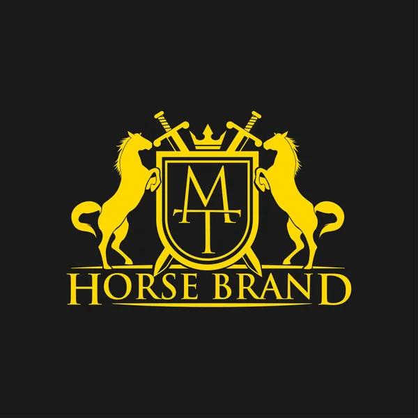 Initial Letter Logo Horse Brand Logo Design Vector Retro Golden — Stock Vector