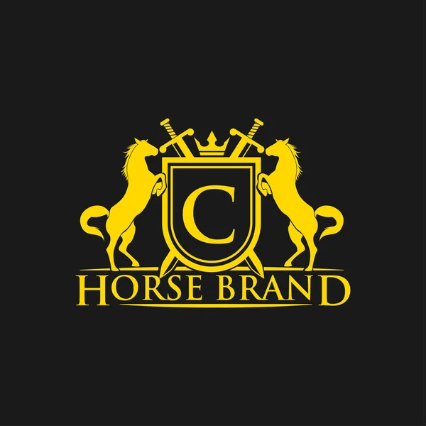 Initial Letterc Logo Horse Brand Logo Design Vector Retro Golden — Stock Vector