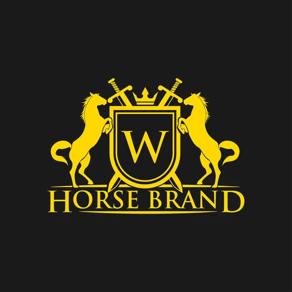 Initial Letter Logo Horse Brand Logo Design Vector Retro Golden — Stock Vector