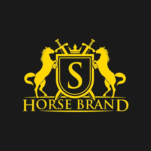 Initial Letter Logo Horse Brand Logo Design Vector Retro Golden — Stock Vector