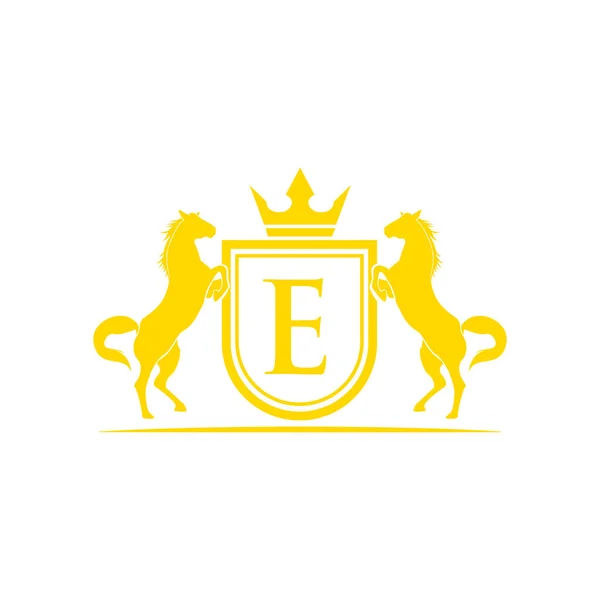 Počáteční Písmeno Logo Koně Logo Značky Designu Vektor Retro Zlatý — Stockový vektor