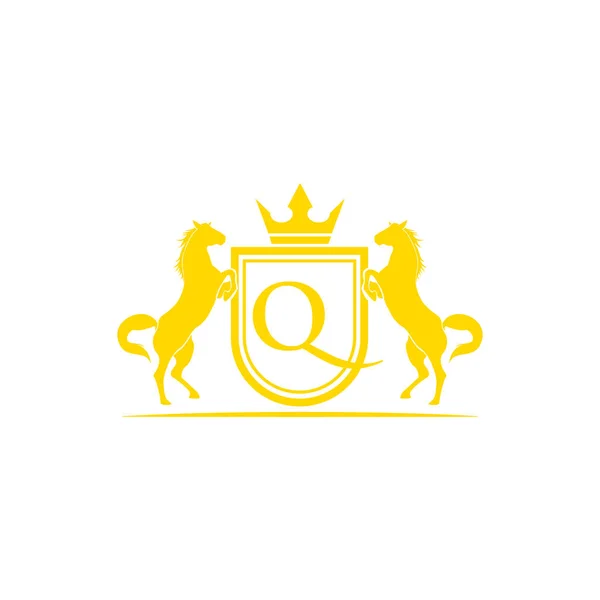 Αρχικό Γράμμα Λογότυπο Άλογο Brand Logo Design Διάνυσμα Ρετρό Golden — Διανυσματικό Αρχείο