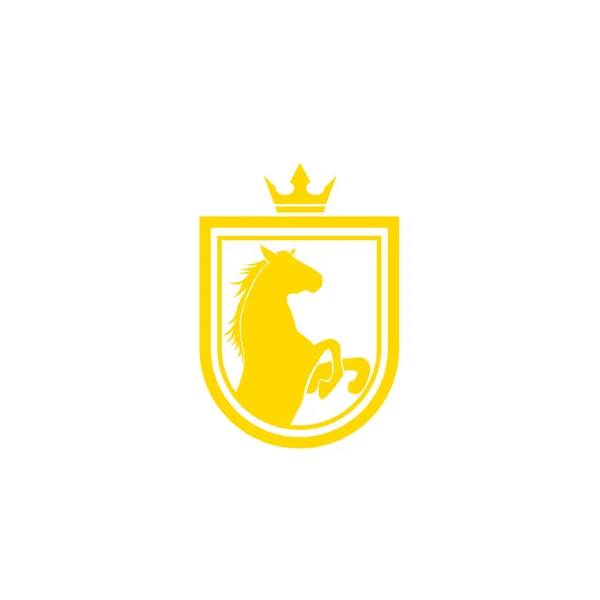 Häst Logotyp Design Vektor Retro Gyllene Crest Med Sköld Och — Stock vektor