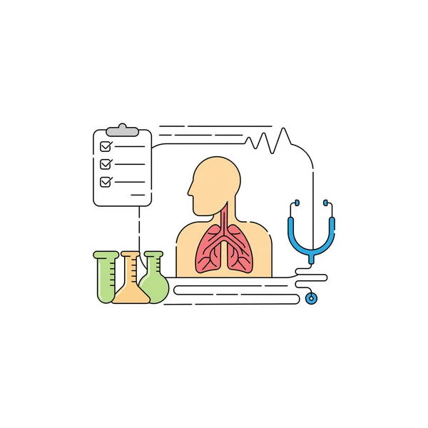Concepto Inspección Del Sistema Pulmonar Pulmonology Human Vector Illustration Website — Vector de stock