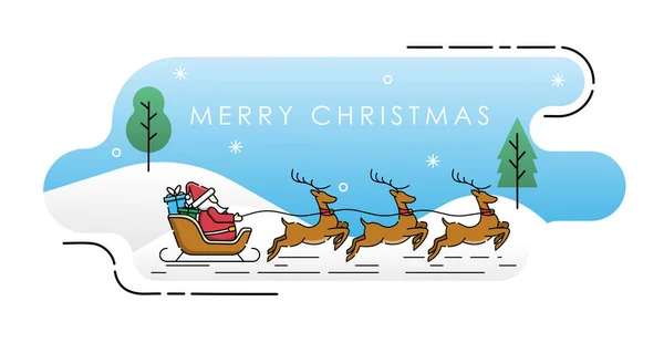 Święty Mikołaj na saniach z ilustracją wektora jelenia — Wektor stockowy