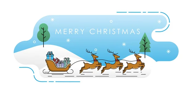 Santa Claus on a sleigh with deer vector illustration — Stock Vector