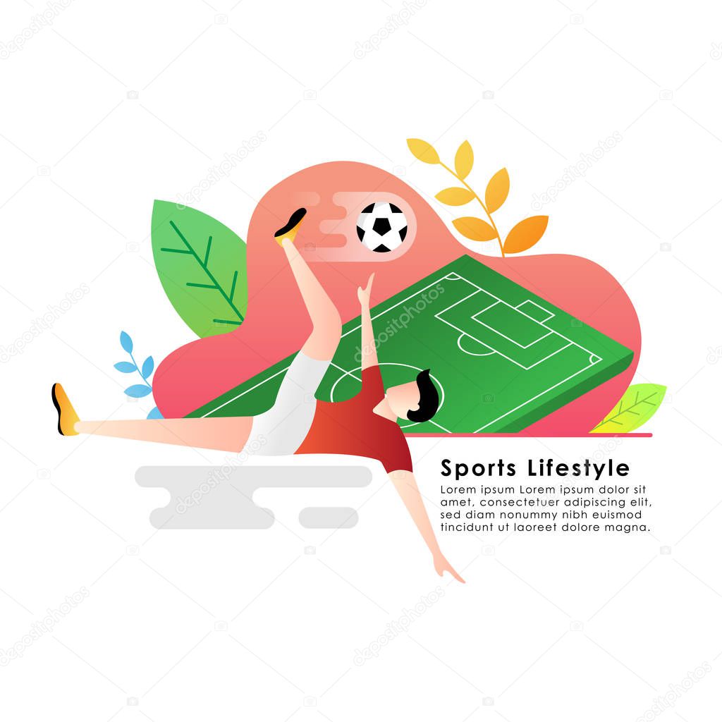 Football or soccer player vector illustration.