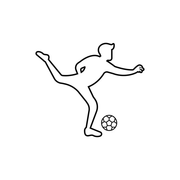 Fútbol o icono del fútbol. ilustración de silueta de contorno plano vectorial para diseño gráfico y web aislado sobre fondo blanco . — Vector de stock