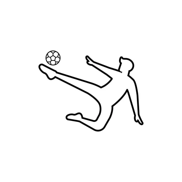 Fútbol o icono del fútbol. ilustración de silueta de contorno plano vectorial para diseño gráfico y web aislado sobre fondo blanco . — Archivo Imágenes Vectoriales