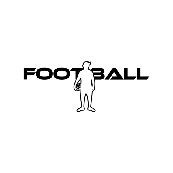 Jugador de fútbol vector. Ilustración de vectores deportivos con el texto de fútbol y la figura del jugador de fútbol . — Vector de stock