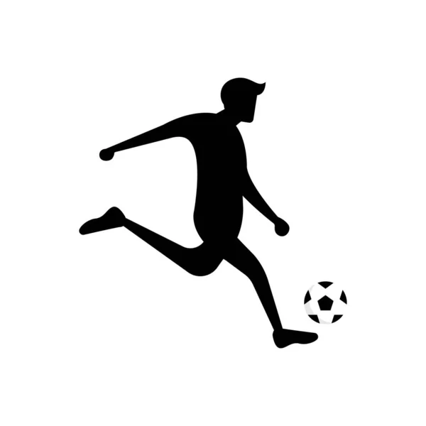 Calcio o calciatore. illustrazione vettoriale di una silhouette calcistica o calcistica isolata su sfondo bianco . — Vettoriale Stock