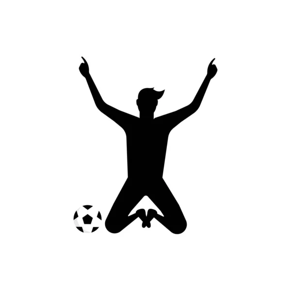 Fotball eller fotballspiller. fotballvektorillustrasjon av en silhuettfotball eller fotballspiller isolert på hvit bakgrunn . – stockvektor
