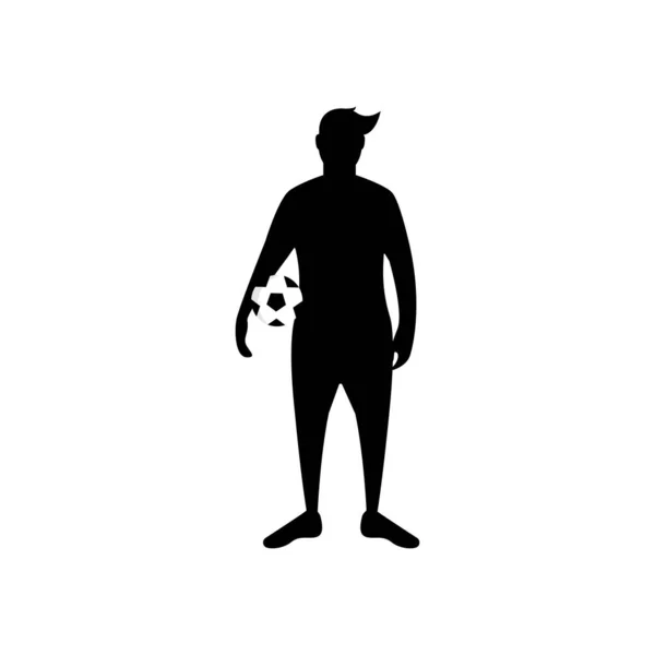 Fußball oder Fußballspieler. Fußball Vektor Illustration einer Silhouette Fußball oder Fußballer isoliert auf weißem Hintergrund. — Stockvektor