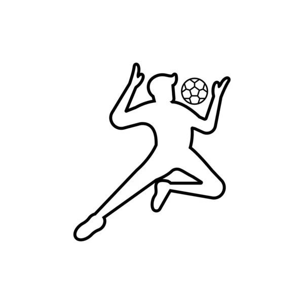 Football ou icône du football. illustration de silhouette de contour plat vectoriel pour la conception graphique et web isolé sur fond blanc . — Image vectorielle