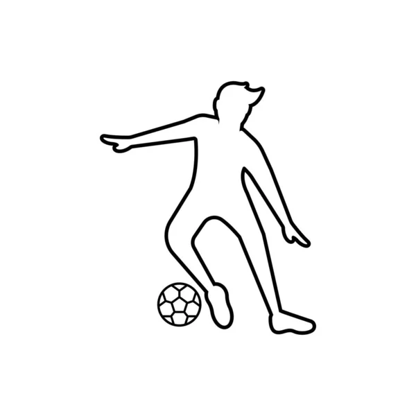 Fútbol o icono del fútbol. ilustración de silueta de contorno plano vectorial para diseño gráfico y web aislado sobre fondo blanco . — Archivo Imágenes Vectoriales