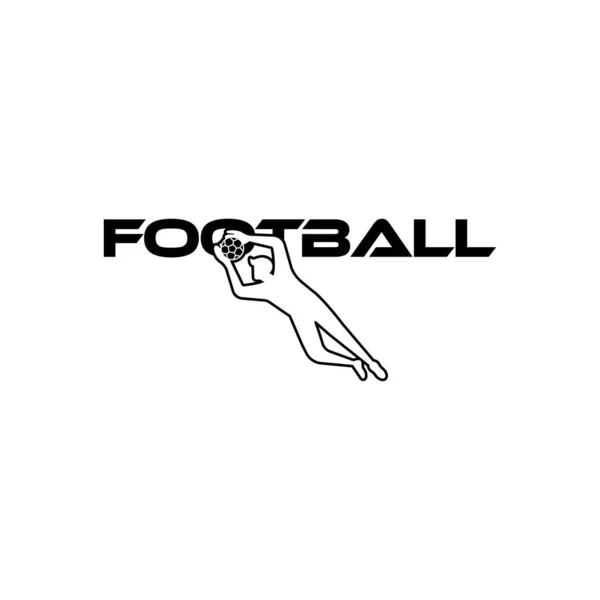 Futbol vektör illüstrasyonu. Futbol metni ve futbolcu figürüne sahip spor logosu beyaz arkaplanda izole edildi. — Stok Vektör